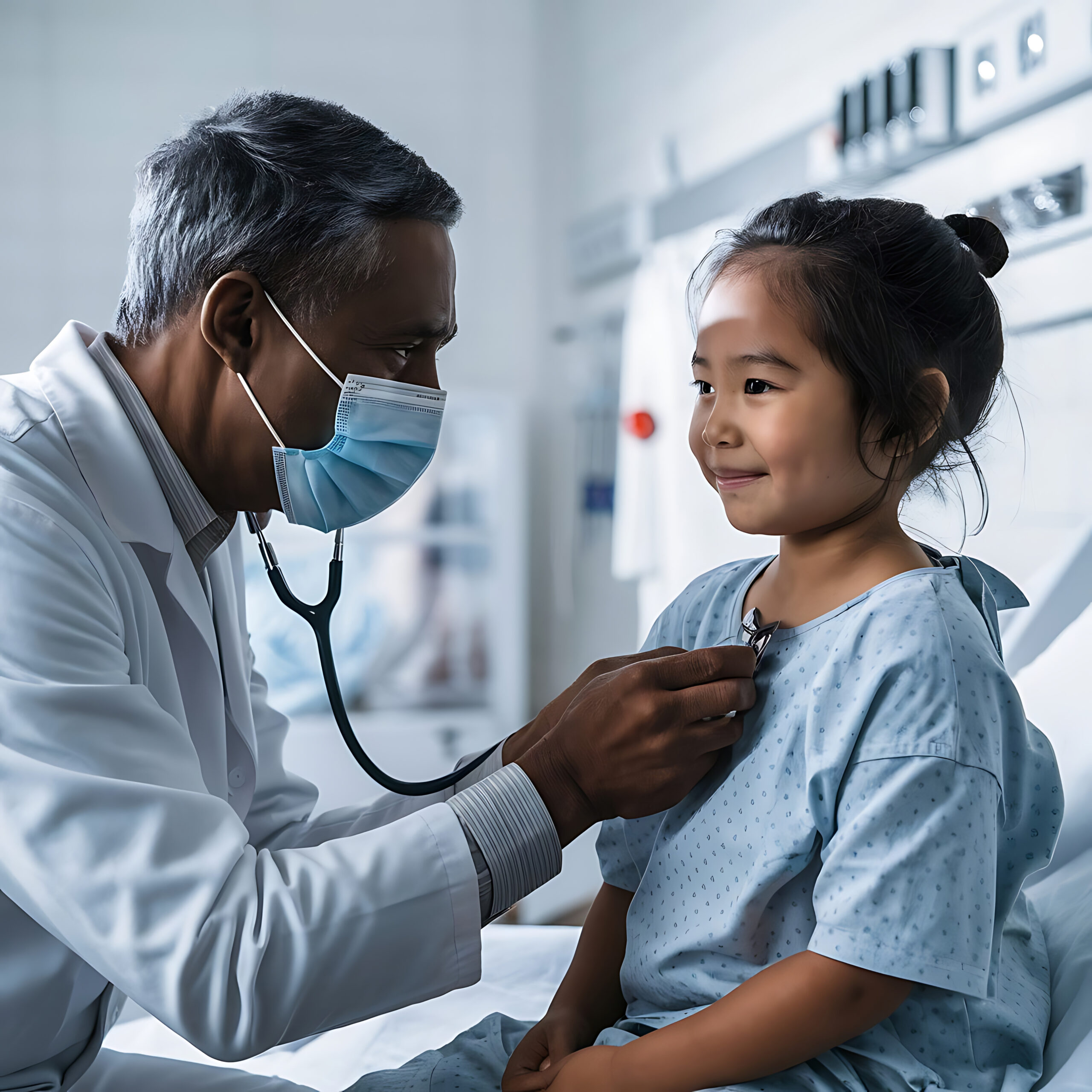 generative-ai-smiling-pediatrician-holding-stethoscope-girl