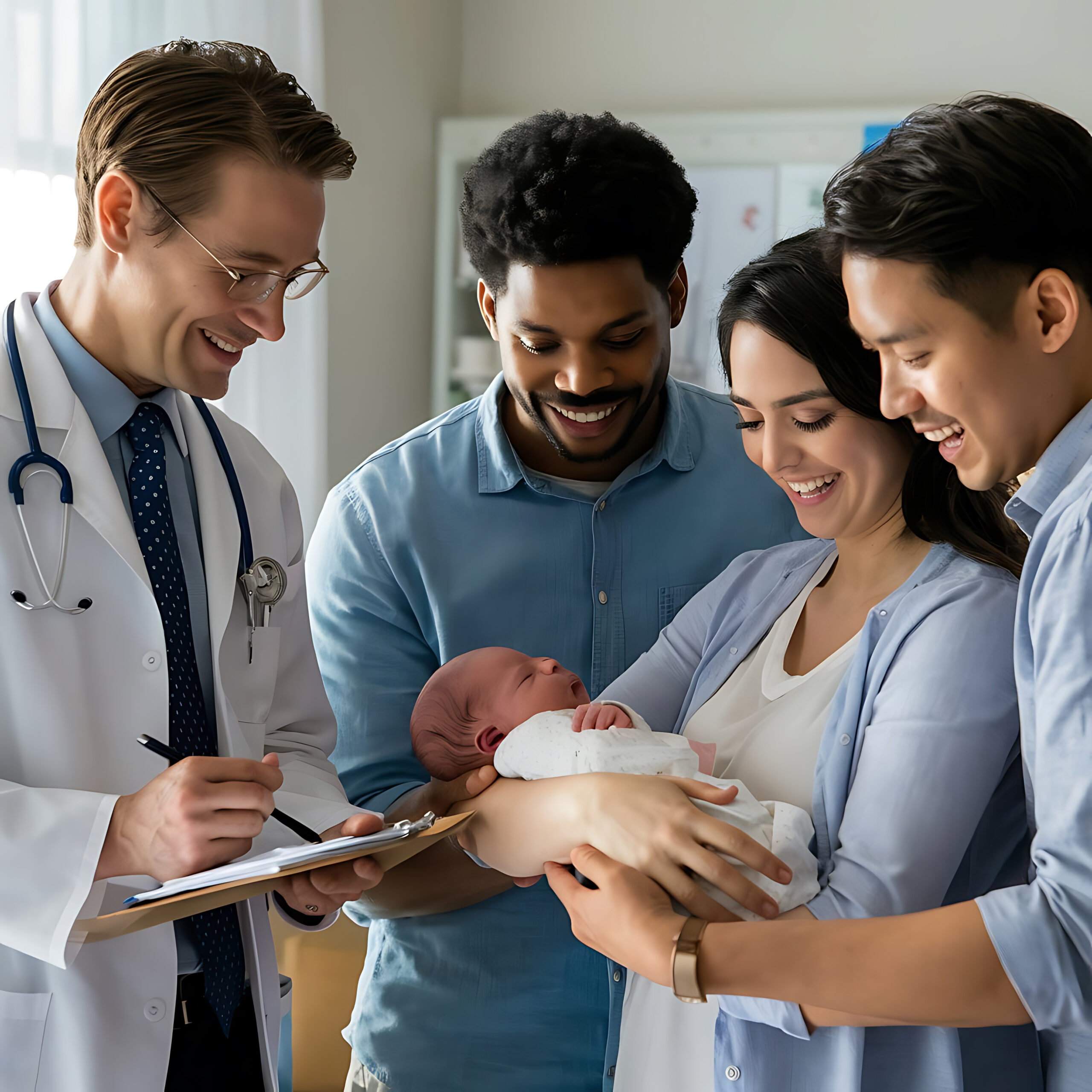 generative-ai-surprised-baby-being-checked-by-doctor-using-stethoscope